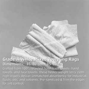 Paños de limpieza de algodón blanco de grado A súper absorbentes para limpieza. - Product Image 2