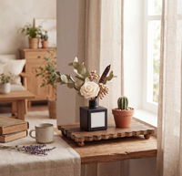 Plateau sur pied en bois pour salle de bain et comptoir de cuisine, rehausseur rustique pour savon, plantes et décoration, présentoir de style ferme