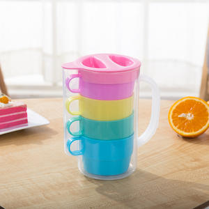 Jarra <span class=keywords><strong>de</strong></span> plástico con sello hermético <span class=keywords><strong>de</strong></span> 30 onzas con tapa y tazas para jugo casero, té helado, leche - Product Image 6