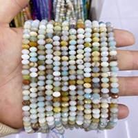Manik-manik Batu Alam 4x6mm Bentuk Rondelle Bersegi, Datar, Warna Merah Hijau Jinstone untuk Pembuatan Perhiasan DIY Gelang Kalung