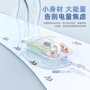 Wireless <b>Mouse</b> Rechargeable Transparent 1600Dpi Optical For Laptop Tablet Office Home Use - Product Image 2