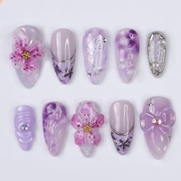 Faux ongles en ABS à presser, forme amande moyenne, design tendance Y2K argenté pour femmes, parfaits pour les fêtes - Vente chaude