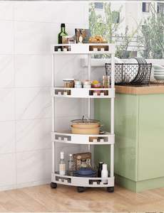 Étagère de rangement pour toilettes moderne et écologique, design triangulaire multi-niveaux du sol au plafond pour la salle de bain - Product Image 5