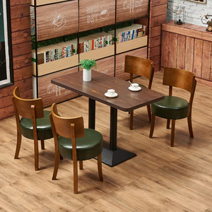 Juego de Mesa y Sillas de Comedor de Madera Maciza Cuadrada, Diseño Moderno Americano, Resistente, para Restaurante Comercial, Cafetería o Bar - Product Image 5