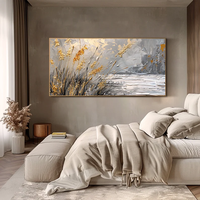 Peinture à l'huile minimaliste moderne or et gris, art mural tendance pour salon, style classique sur toile