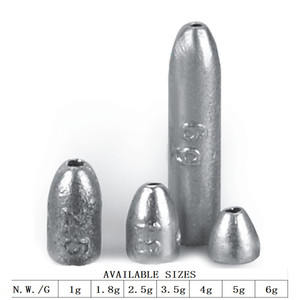 1-6G Hình viên đạn có lỗ ở giữa Chì câu cá Trọng lượng chì Phụ kiện thiết bị câu cá - Product Image 2