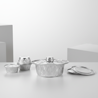Boîte d'emballage à emporter pour pique-nique extérieur, récipients en aluminium ronds épaissis, jetables, de qualité alimentaire PP, avec couvercle en aluminium, 1000 ml