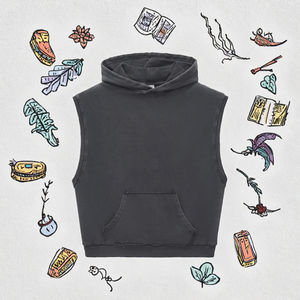 Custom Vintage Boxy Washed 350g Heavyweight 100% Cotton Solid Plain Blank Oversized Pullover <b>Men</b> <b>Sleeveless</b> <b>Hoodies</b> Autumn - Product Image 3