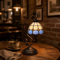   Lampe de table style vitrail rechargeable USB-C, abat-jour bronze antique Art Nouveau, pour hôtel, café, décoration intérieure