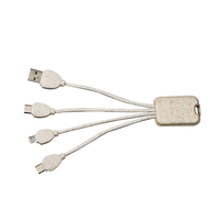 Populer gadget terdegradasi elektronik kabel Promosi 3 in 1 bentuk persegi panjang jerami gandum Gantungan Kunci Usb pengisian kabel Hadiah