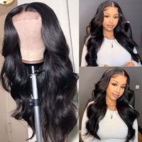 Pelucas de Cabello Humano con Ondas Suaves, sin Pegamento, con Cierre de Encaje, Pelucas con Frente de Encaje, Cabello 100% Humano para Mujeres