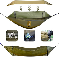 Hamac de camping portable avec filet, hamac léger pour randonnée avec sangles d'attache aux arbres pour le camping en plein air, la randonnée, la plage, le jardin
