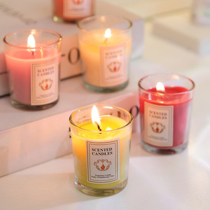 Scented Candles Soy Wax Glass Jar Candle Home Decoration Fragrance Candle Aromatherapy Use Cylinder Shape - Product Image 2
