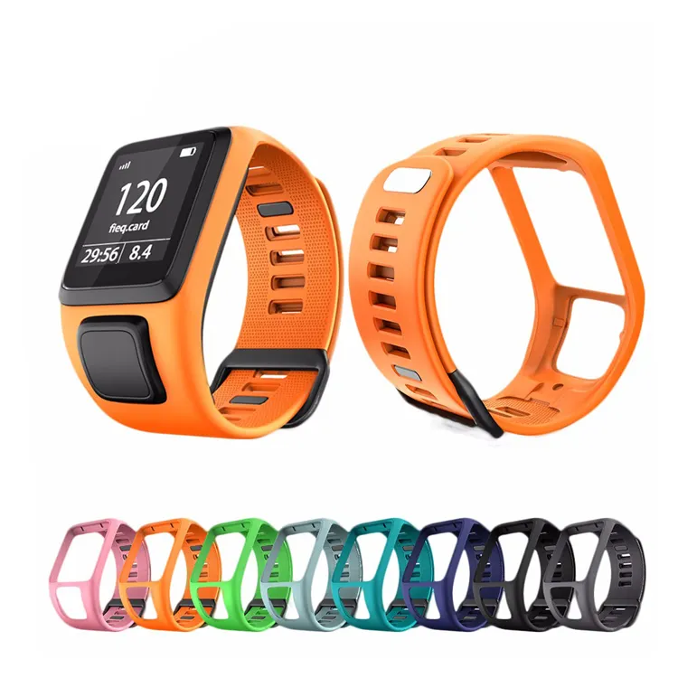 Pulseira de relógio de substituição de silicone, pulseira para smartwatch tomtom runner 2 3 spark 3, gps, relógio esportivo, pulseira macia inteligente série tomtom 2 3