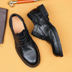 Chaussures en cuir pour hommes de haute qualité, chaussures décontractées de style rétro, chaussures derby à bout haut lavées à la main, chaussures en cuir marron pour hommes - Product Image 3
