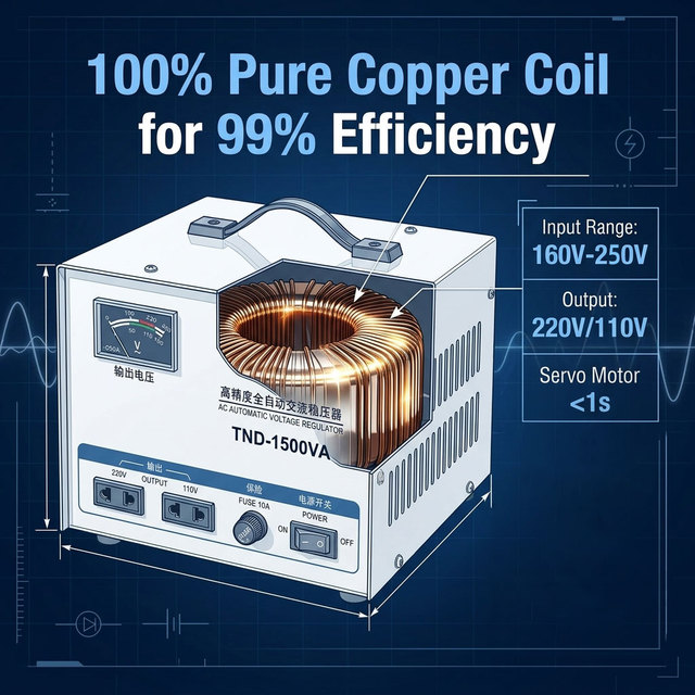 Single Phase AC Copper SVC Servo Motor Automatic Voltage Regulator High Accuracy Power Stabilizer for Whole House Home Use