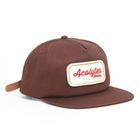 Écusson tissé personnalisé pour casquette de baseball à visière plate 5 panneaux avec boucle en cuir et logo brodé