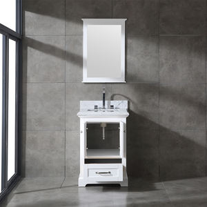 Mueble de Baño Individual Transicional de 24 Pulgadas Hecho en Vietnam, Gabinete Blanco con Encimera de Mármol Carrara y Espejo - Product Image 2