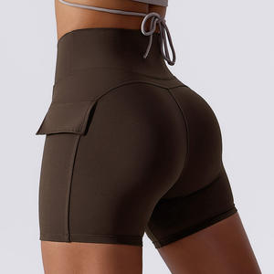 Quick Dry Soft Fabric High Waist Active Leggings <strong>With</strong> <strong>Phone</strong> <strong>Pocket</strong> <strong>Women</strong> <strong>Running</strong> Gym Cargo <strong>Shorts</strong> - Product Image 5