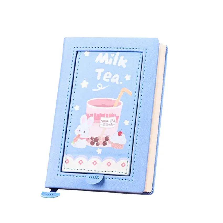 New Arrival Eco Friendly Cute Pu Grey Version with Mirror Inside the Cover Stationery Notebook for Girls
