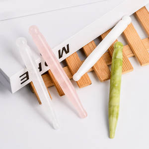 Pluma de acupuntura de jade Natural, palo de masaje de cuarzo rosa, reflexología facial, raspado de piedra de ojo de Tigre, masaje ocular, guasha - Product Image 3