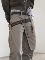 DiZNEW Mens Light Grey Printed Denim Jeans Straight Leg Button Fly Utility Pocket Panel Streetwear OEM Custom Logo Wholesale