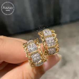 อาซูโอ 18K เครื่องประดับวินเทจ ทองคำแท้ Au750 เพชรธรรมชาติแท้ ต่างหูแบบตะขอเกี่ยวแฟชั่น ของขวัญสำหรับสุภาพสตรี สวมใส่ได้ทุกวัน - Product Image 1