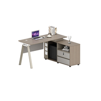 Bureau double poste avec armoire latérale, multiprise et tiroir blanc pour bureau d'équipe – Vente en gros directe usine