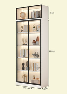 Librero Alto Moderno de Madera Maciza <span class=keywords><strong>Blanca</strong></span> y Vinoteca con Frente de Vidrio - Product Image 2
