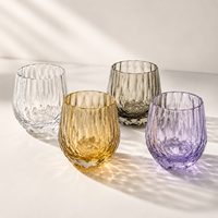 Juego de Copas de Vino de Cristal Transparente sin Tallo con Logotipo Personalizado al por Mayor, 4 Piezas, Coloridas, Talladas, Estilo Antiguo, Pulidas, Esmeriladas y Onduladas