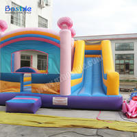 Château gonflable aquatique commercial sur le thème des coraux arc-en-ciel, avec toboggan, en PVC, facile à installer, combo château gonflable et structure de saut.