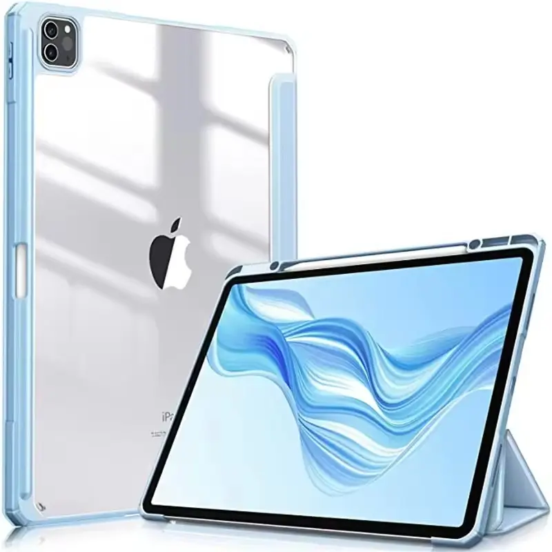 Porta-lápis para iPad Pro 11 2021 capa protetora traseira transparente transparente à prova de choque para iPad Air 4 10.9 10.2 10.5