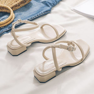 Sandali 2025 nuova <span class=keywords><strong>linea</strong></span> con tacco basso scarpe romane a punta aperta estate sandali da spiaggia basse <span class=keywords><strong>donna</strong></span> - Product Image 4