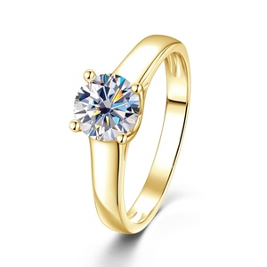 Factory Wholesale Round Cut Cubic Zirconia <b>Solitaire</b> <b>Rings</b> 14k Gold Filled Status Wearing Jewelry for Women - Product Image 1