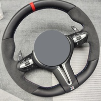 Volant sport en cuir perforé noir en forme de D, vente directe usine, couleur de couture personnalisée, taille de poignée 35 mm, F10/F30