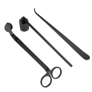 प्रीमियम 3-टुकड़ा स्टेनलेस स्टील मोमबत्ती देखभाल सेट wick ट्रिमर/कटर + डिपर स्नैफर | कस्टम लोगो लागो - Product Image 1