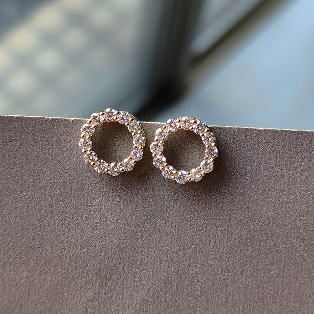 New Design Custom Lab-Grown Diamond Earrings 18K Gold Round Brilliant Cut Hip Hop Style Hoop Shape Stunning Stud Earrings Gift