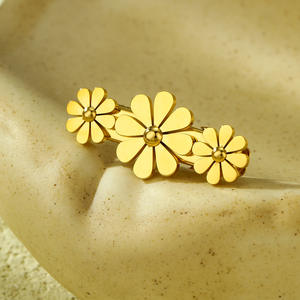 Pinza de pelo de acero inoxidable de alta gama para mujer, con diseño de pétalos de flores y circonia, estilo moderno y desordenado, de una sola pieza. - Product Image 6