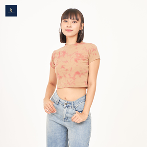 T-shirt basique à col rond tie-dye pour femmes 100% coton peigné de qualité supérieure décontracté à manches courtes Design écologique motif solide chaud - Product Image 2