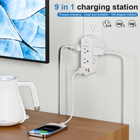 PUJIMAX 6 Outlet US Rotation Plug Enchufes de montaje en pared Enchufe de viaje portátil multifuncional con carga de Puerto USB tipo C de 5V 2.4A