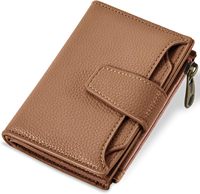 Dompet Kecil Wanita Airkit RFID Blocking Bahan PU Lembut Lipat Dua Tempat Kartu Ringkas Kantong Koin Resleting 4 Jendela ID