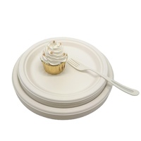 Assiettes rondes en canne à sucre sans PFAS, lot de 150, jetables, 6/7/9/10 pouces, vente en gros, assiettes biodégradables pour aliments et salades