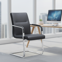 Chaise de bureau de direction ergonomique au design moderne, en cuir, hauteur réglable, dossier en maille, accoudoirs fixes, siège pivotant