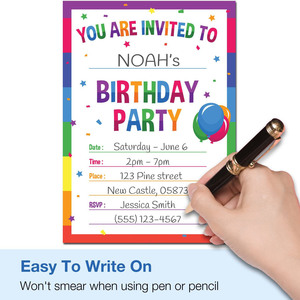 Inviti Personalizzati per 30° Compleanno con Tema Arcobaleno e Buste, per Feste di Bambini e Ragazzi - Product Image 3