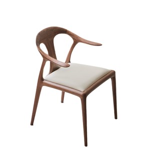 Nordic Solid Wood <b>Dining</b> <b>Chair</b> Black Walnut Minimalist Design Upholstered Seat <b>Dining</b> Room Furniture - Product Image 5