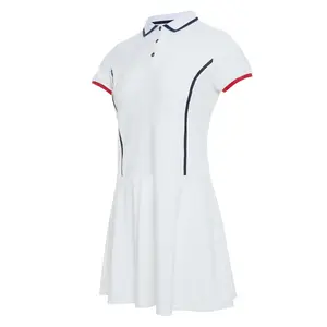 스포츠 드레스 여성용 골프 테니스 스커트 폴로 셔츠 피터 팬 칼라 대비 색상 통기성 속건 피트니스 요가 스커트