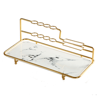 Plateau en verre de vanité, décoration rectangulaire dorée avec porte-brosse pour les organisateurs d'intérieur de la salle de bains