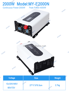Convertidores de Corriente para Automóvil de Onda Sinusoidal Pura MYAMi, Venta al por Mayor de Fábrica, 12V-72V, 2000 Vatios, Pantalla LCD, Baja Frecuencia, para Uso Doméstico - Product Image 2