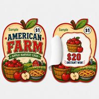 Cartes à tirer personnalisées en forme de pomme, en carton premium, découpées à l'emporte-pièce, impression et conception gratuites pour événements de collect de fonds