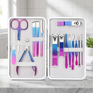 Ensemble de manucure pour bébé luxueux en acier inoxydable 10 en 1, 7/10/12/15 pièces, coupe-ongles, kit de pédicure, boîte - Product Image 3